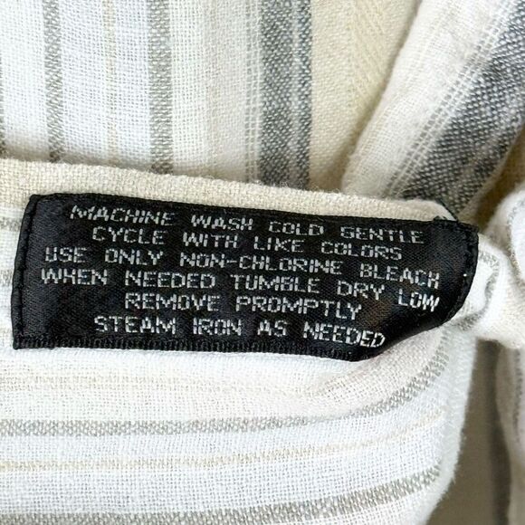 Marc Edwards Washable Linen White Striped Short Sleeve Button Up Shirt Size M - Picture 4 of 4